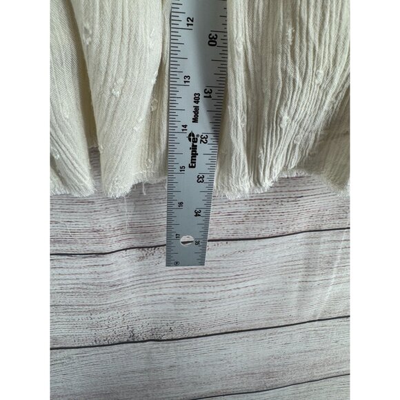 Free People Day Glow Embroidered Mini Dress Women's Small Beige/Red Frayed Hem - Picture 12 of 12